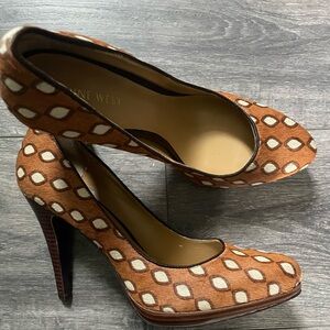 NWT Nine West Rocha Pumps Exotic Pony Hair Leather Platform Stiletto Heels